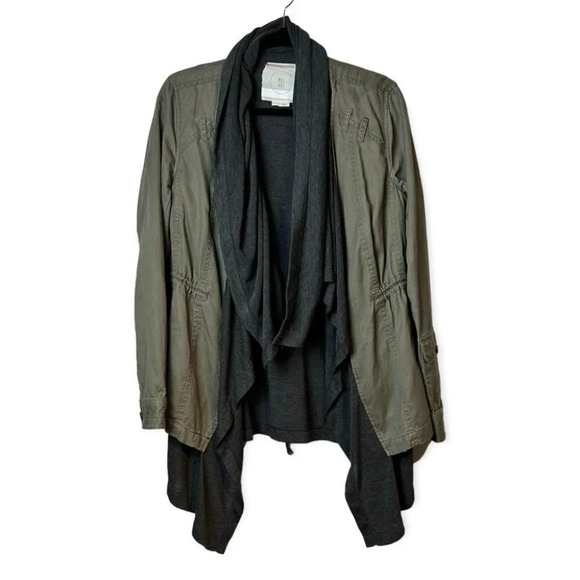 Hei Hei Anthropologie Cascade Anorak Jacket Army Green &  Grey - Picture 2 of 9